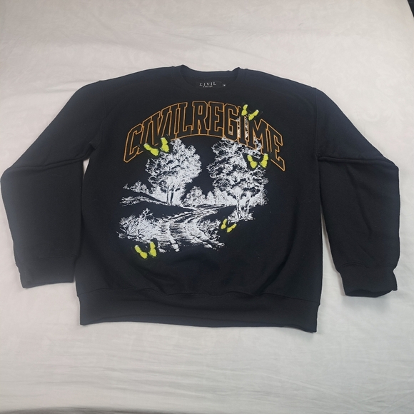 Civil Regime "Off The Beaten Path"  Black Crewneck Sweatshirt Size M - Picture 6 of 10